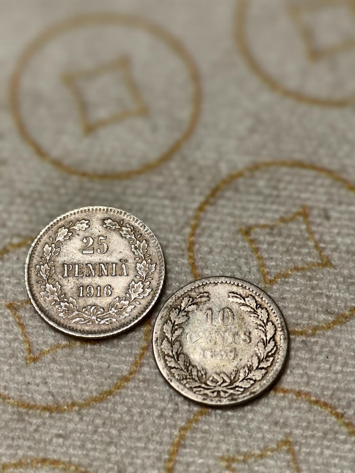 抚柳草堂-第十一期章牌钱币  奖章勋章限时免佣 满百包邮 放漏专场 1897萝莉威廉敏娜10分银币1枚 1916芬兰25芬妮银币1枚 总重2.5g 