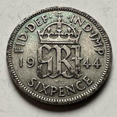 🌹外币初藏🌹🐯2026年第13场  每周二四六晚8️⃣点 接代拍 -  英国1944年6便士银币 2.8克50%银