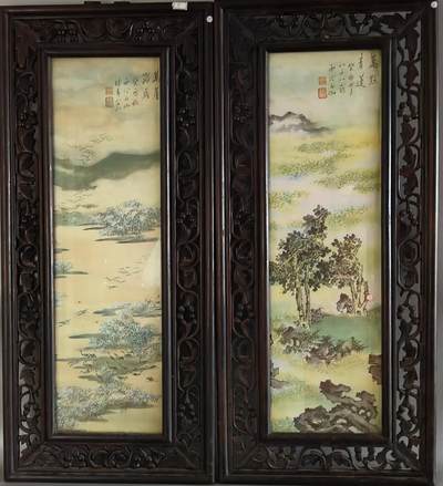 上海都达杂项专场九（全场包邮） - 民国 红木雕葡萄纹镜框 1对1-286