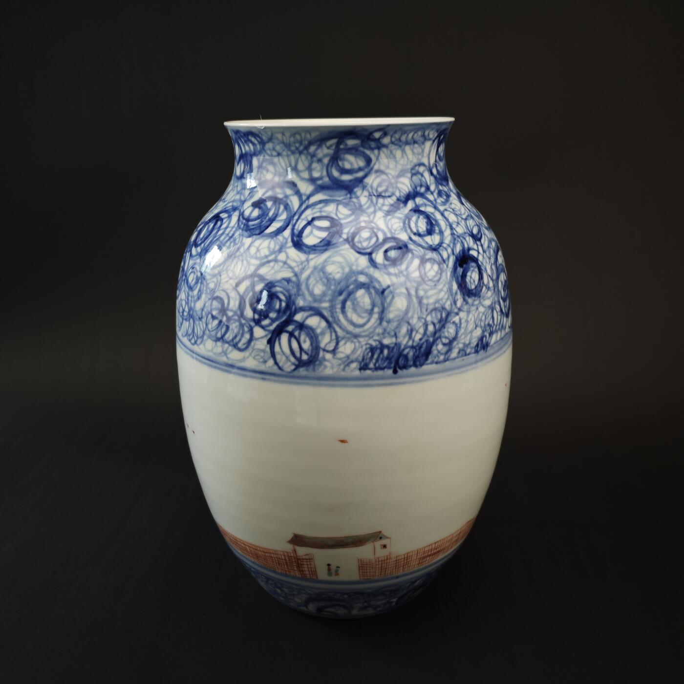 上海都达杂项专场九（全场包邮） 陶瓷艺术家 刘竟芳 青花一轮明月大瓶1-529