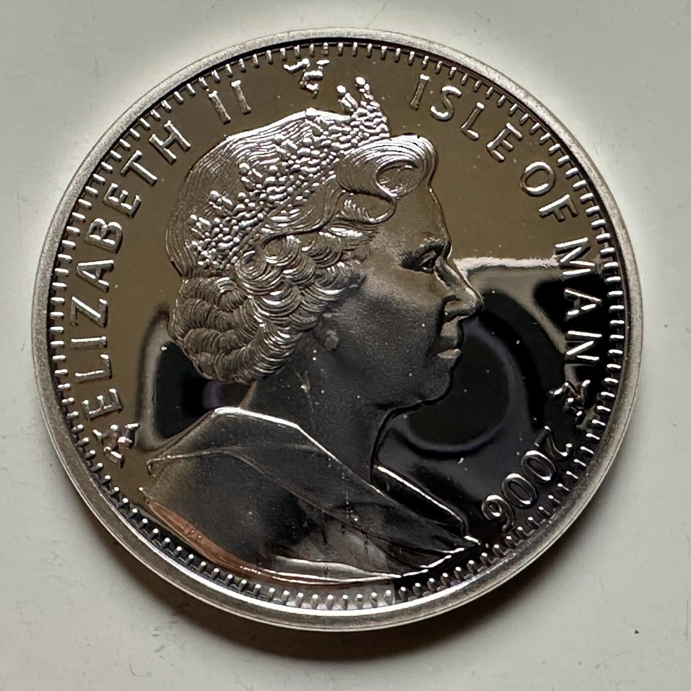 🌹外币初藏🌹🐯2026年第13场  每周二四六晚8️⃣点 接代拍 马恩岛2006年女王80岁一克朗精制银币 28.28克 92.5银