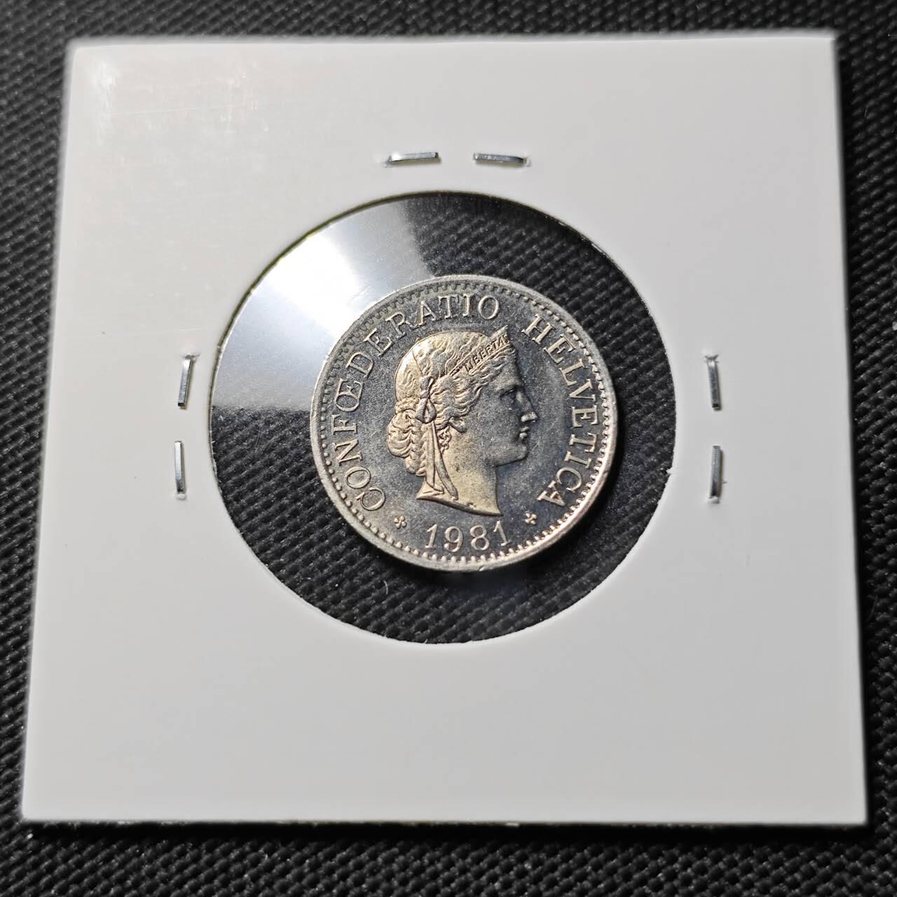 KK钱币收藏小铺  第390期  2月预留时间 周末发货  1981瑞士10分 好品