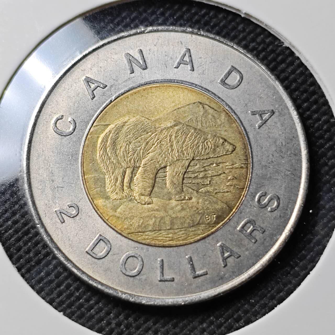 KK钱币收藏小铺  第390期  2月预留时间 周末发货  2001加拿大2元双色币