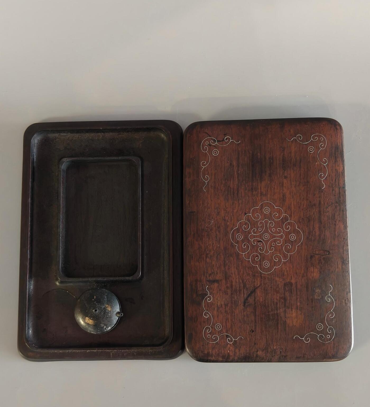 上海都达杂项专场九（全场包邮） 清 红木镶银丝砚盒1-310