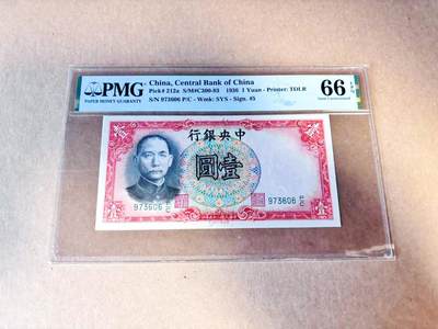 【Blue Auction】世界纸币精拍第780期——18级TOP拍卖/信誉/品质/专业/高效💫 -  民国 央行 1936年1元 PMG66EPQ
