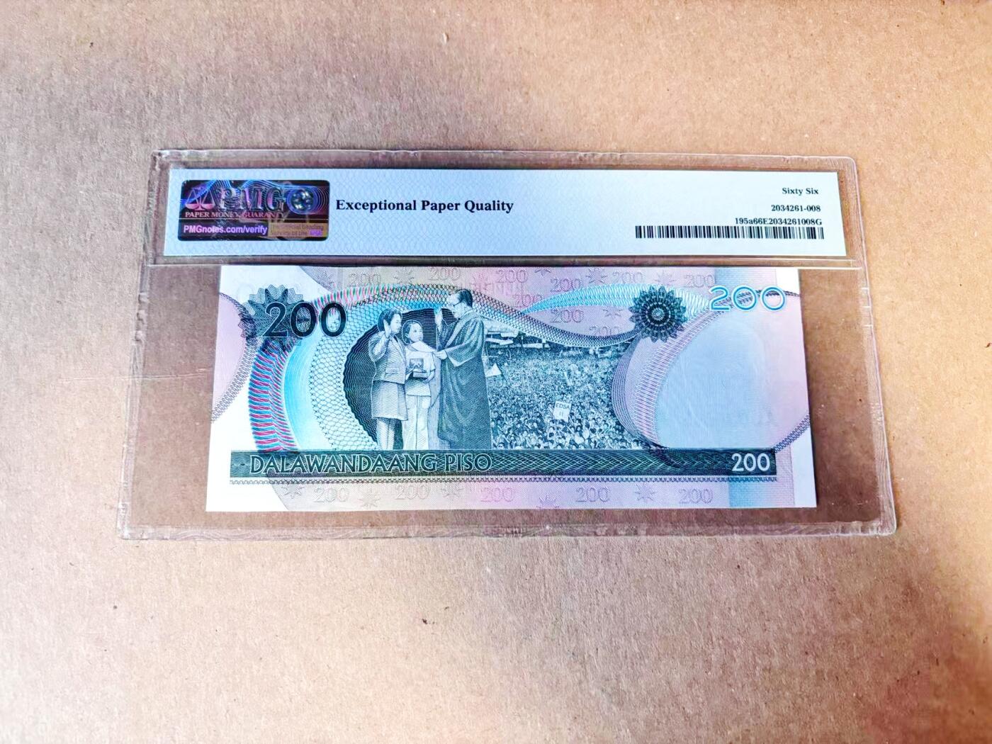 【Blue Auction】世界纸币精拍第780期——18级TOP拍卖/信誉/品质/专业/高效💫 【5号小号】菲律宾 2004年200比索 PMG66EPQ