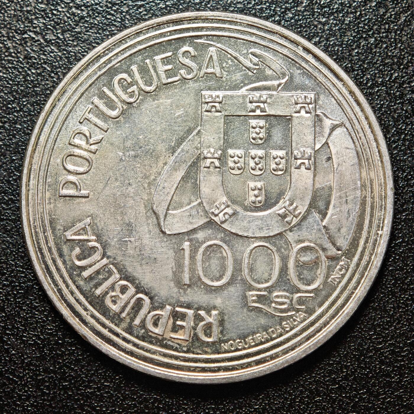 【德藏】世界币章拍卖第163期（拍品征集中~欢迎藏友联系） 1994年 葡萄牙托尔德西里亚斯条约1000埃斯库多纪念银币 直径约：40.1mm；重约：27.9g