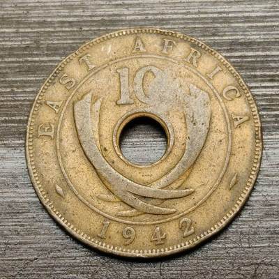 【铜匠收藏】★第141★散币专场 不寄存，30包邮。不满30元，支付5元运费。《接受代拍 代送NGC评级》 - 87【无寄存】英属东非 1942年 10分 铜币 乔治六世