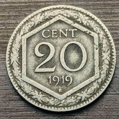 【铜匠收藏】★第141★散币专场 不寄存，30包邮。不满30元，支付5元运费。《接受代拍 代送NGC评级》 - 96【无寄存】意大利1919年一战时期 盾牌20分 镍币