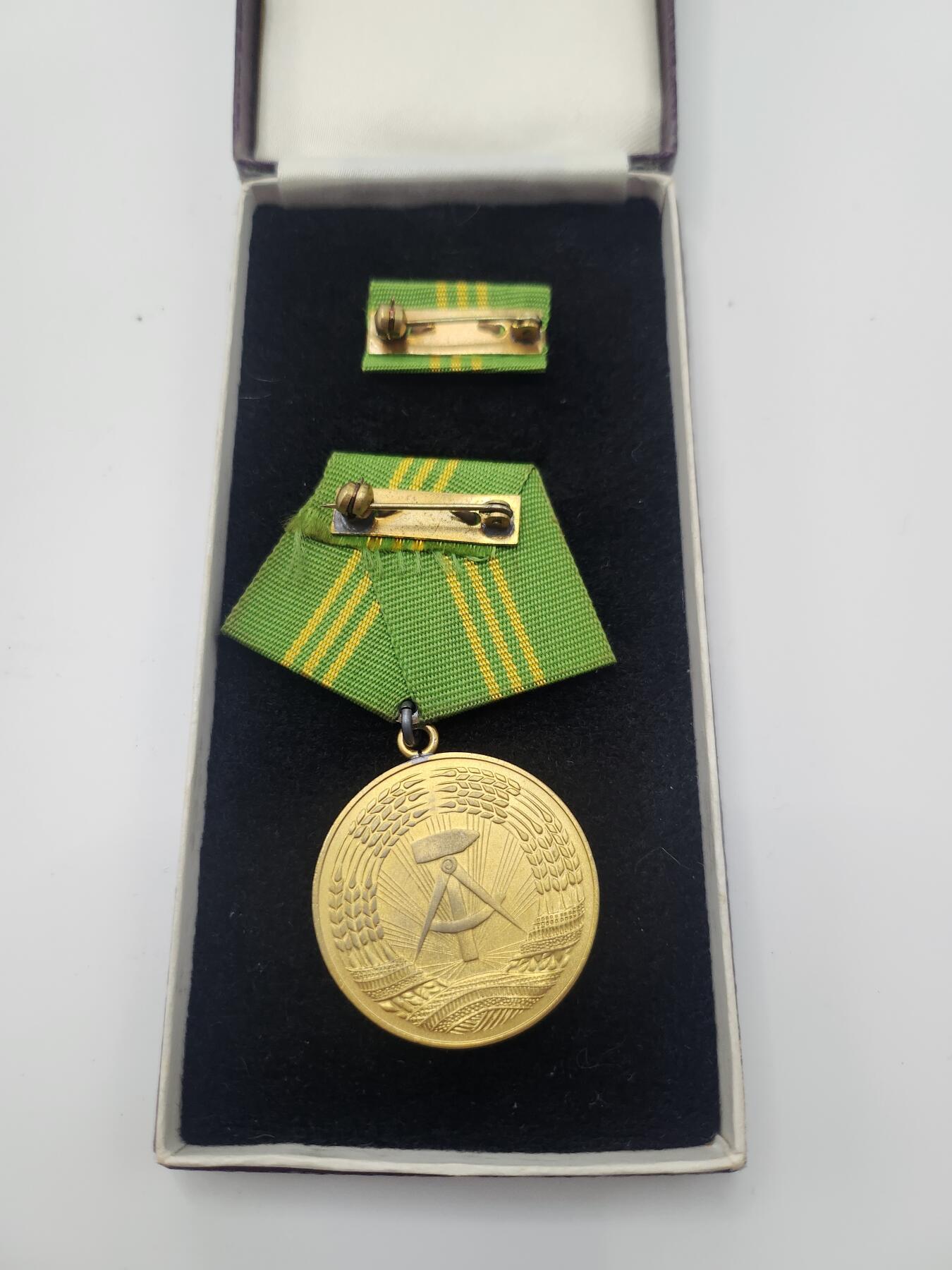 南水社首场拍卖 民主德国内政部金级武装力量忠诚服役15年奖章，章体盒略均完好