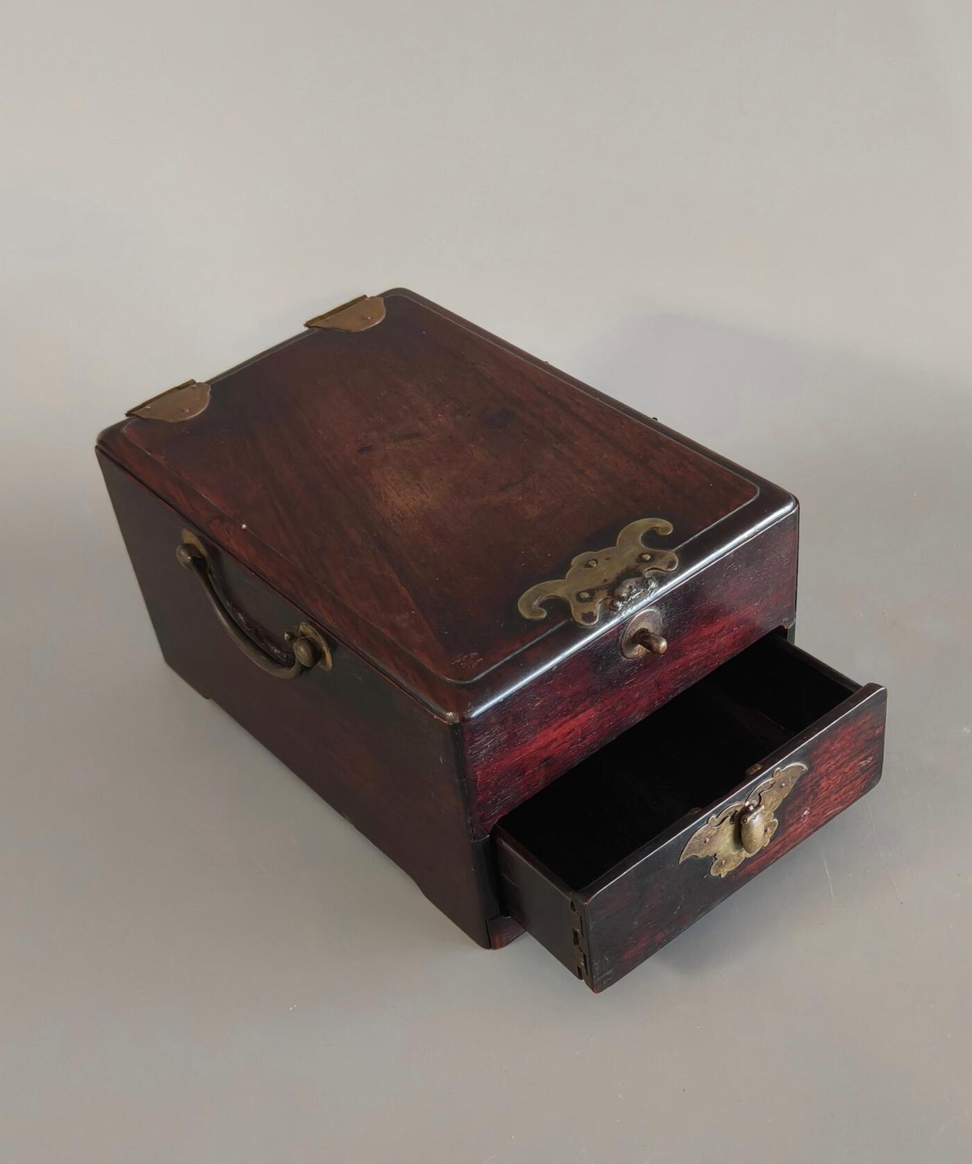 上海都达杂项专场九（全场包邮） 清 老红木铜福佩首饰箱1-257