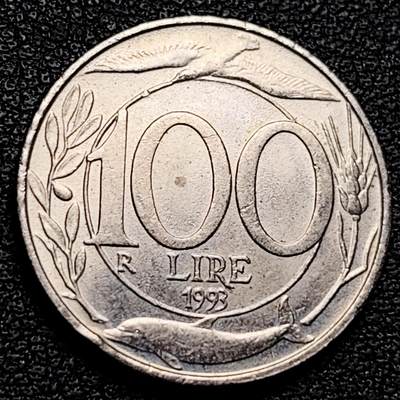 泉币菌-第177场- 精品福利场 - 1993年意大利100里拉铜镍纪念币 女神