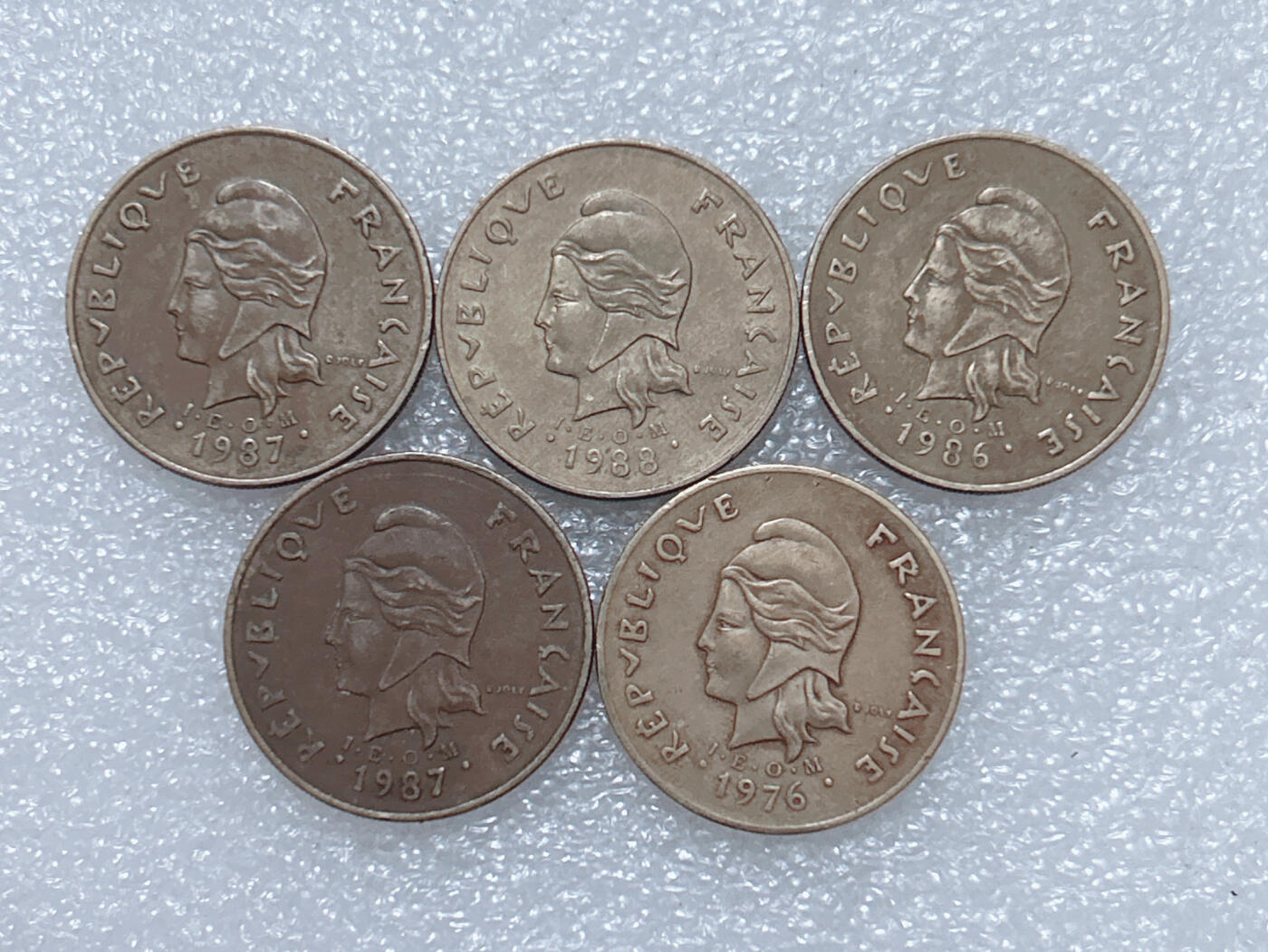 第一海外回流一元起拍收藏 散集专场  第296期 法属喀里多尼亚100法郎硬币 5枚