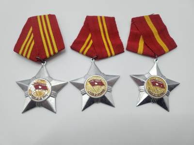 南水社首场拍卖 - 越南一二三级光荣战士奖章铝制版本 一二级为软挂 三级为硬挂