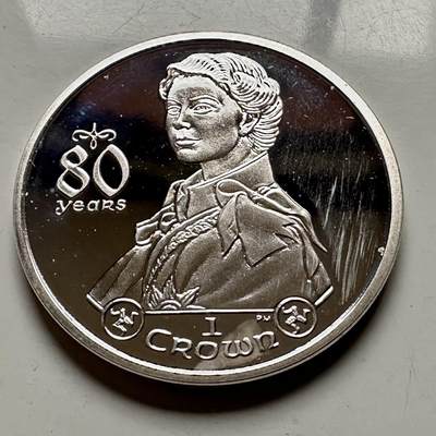 🌹外币初藏🌹🐯2026年第13场  每周二四六晚8️⃣点 接代拍 - 马恩岛2006年女王80岁一克朗精制银币 28.28克 92.5银