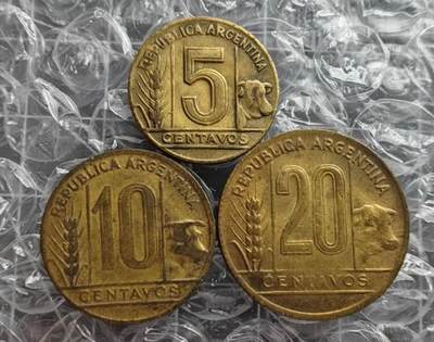 阿根廷硬币1946-1949年奶牛版3枚套 - 阿根廷硬币1946-1949年奶牛版3枚套