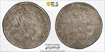 万国钱币拍卖第059期 - PCGS AU55 1630神罗萨克森选侯国持剑大泰勒 三十年战争时期名誉品种 纪念奥格斯堡信纲100周年 PCGS加大盒 原味淡彩 PC亚军分 更高仅一枚