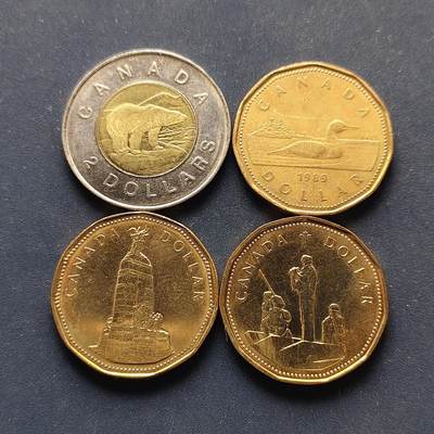 【全场包邮】纯粹捡漏拍498场-持续更新中 - 加拿大各年份散币纪念币4枚一组-含2枚纪念币