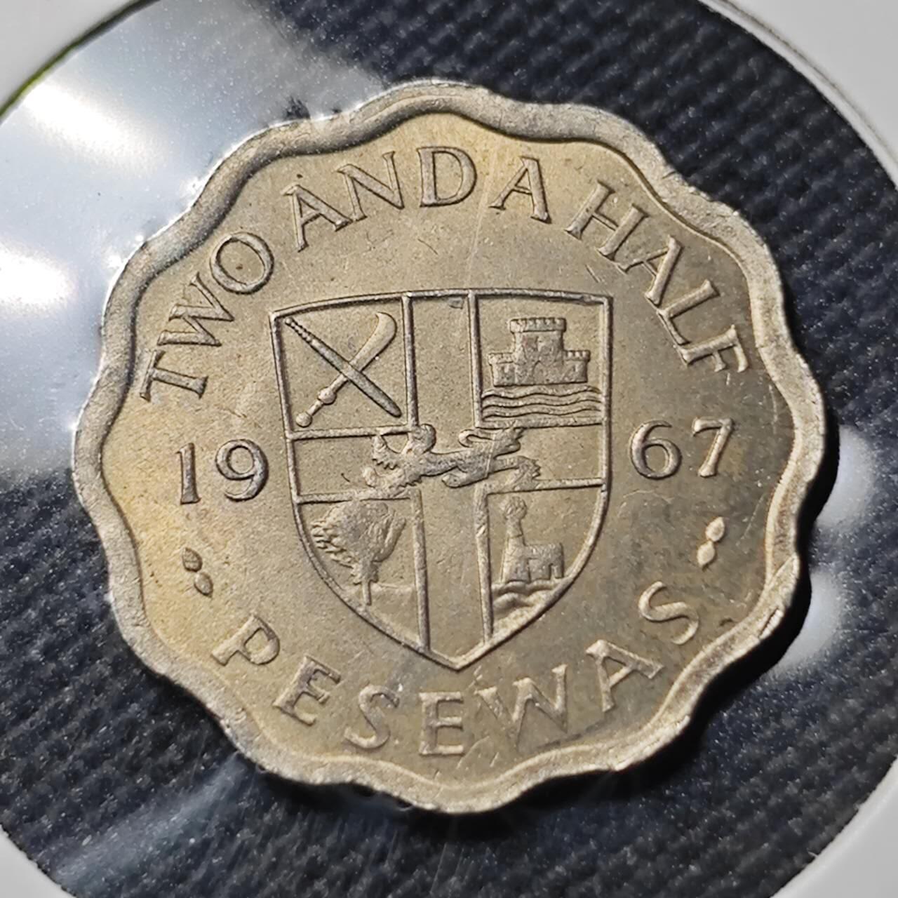 KK钱币收藏小铺  第390期  2月预留时间 周末发货  1967加纳2.5比塞塔