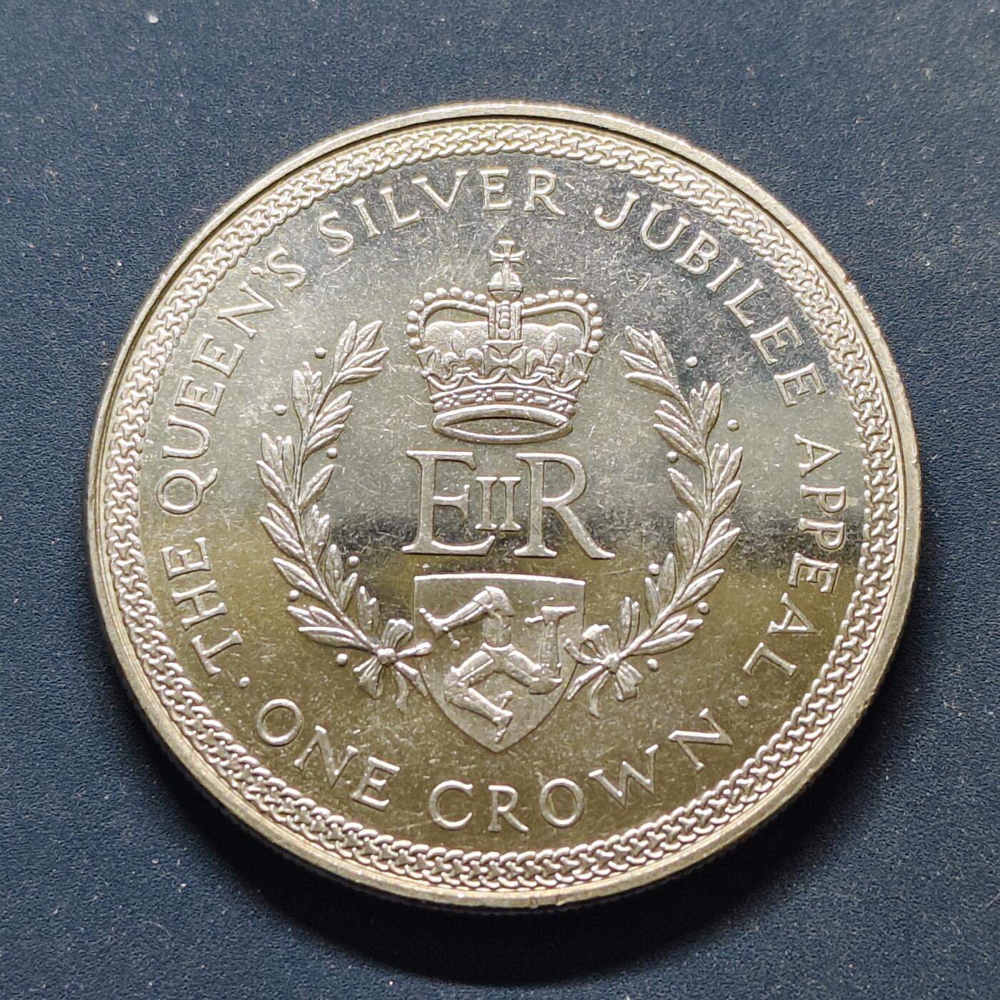 【全场包邮】纯粹捡漏拍498场-持续更新中 马恩岛1977年1克朗女王登基25周年克朗型纪念币