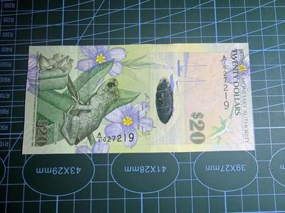 【炜奕收藏】，第五十八期，英属第三场 - 2009年百慕大20元，UNC品相，A1冠号码无4