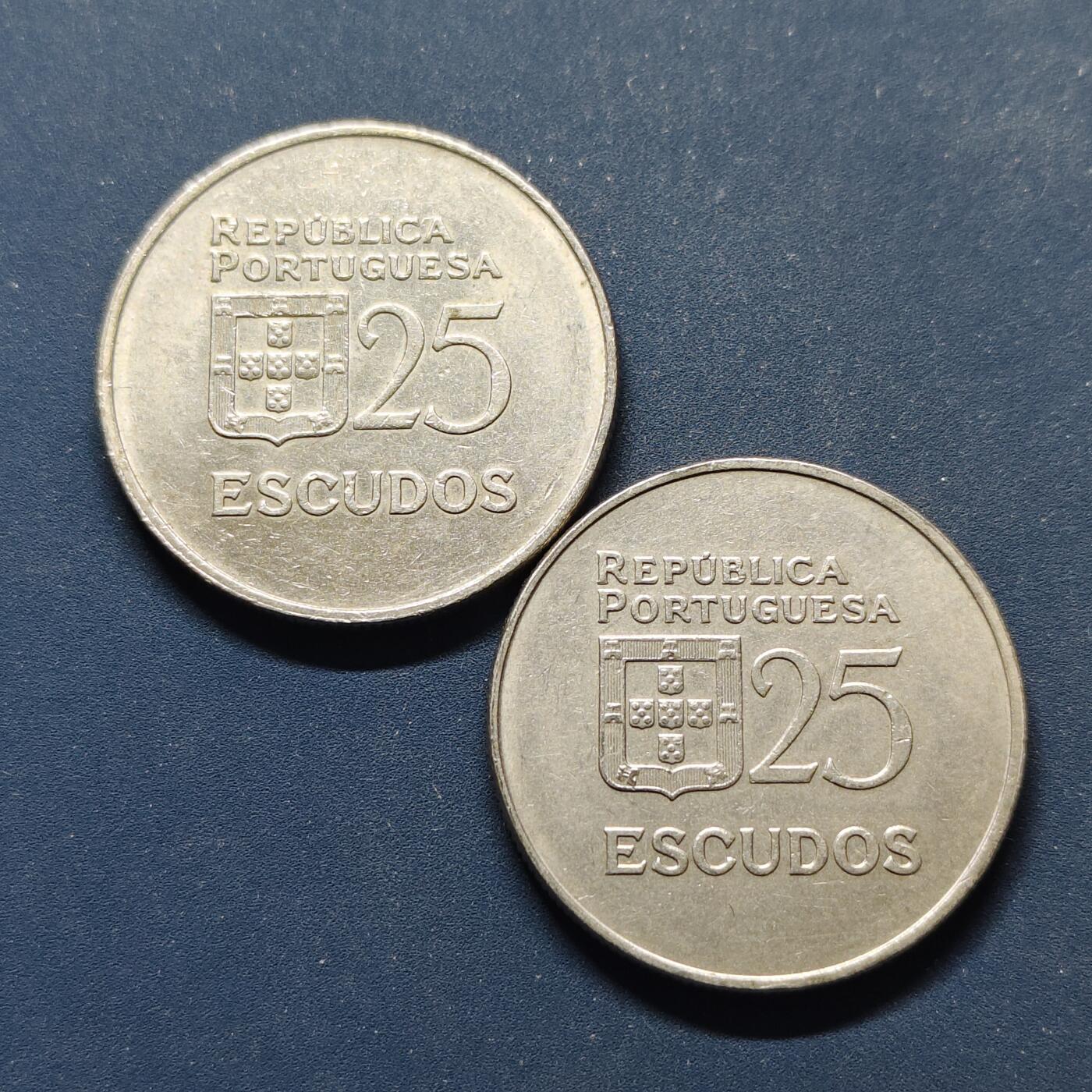 【全场包邮】纯粹捡漏拍498场-持续更新中 葡萄牙1980/1982年25埃斯库多2枚一组