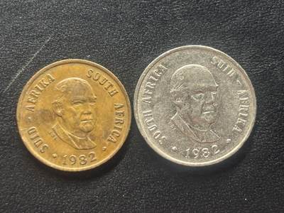 邮泉阁限时拍卖第四十场 非洲专场（硬币在国外。请付邮费6元。） - 南非1982年纪念币2枚