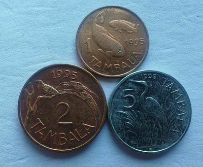 马拉维硬币1995年1/2/5坦巴拉3枚头像包 - 马拉维硬币1995年1/2/5坦巴拉3枚头像包