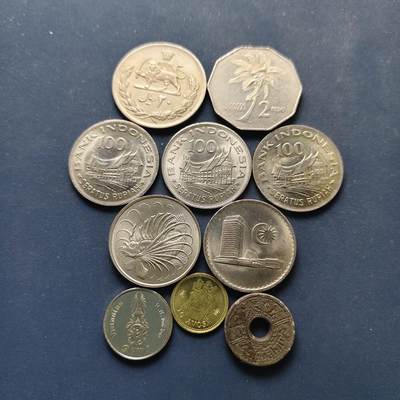 【全场包邮】纯粹捡漏拍498场-持续更新中 - 世界各国各年份散币F组-10枚一组-马来西亚+新加坡+印尼+泰国等