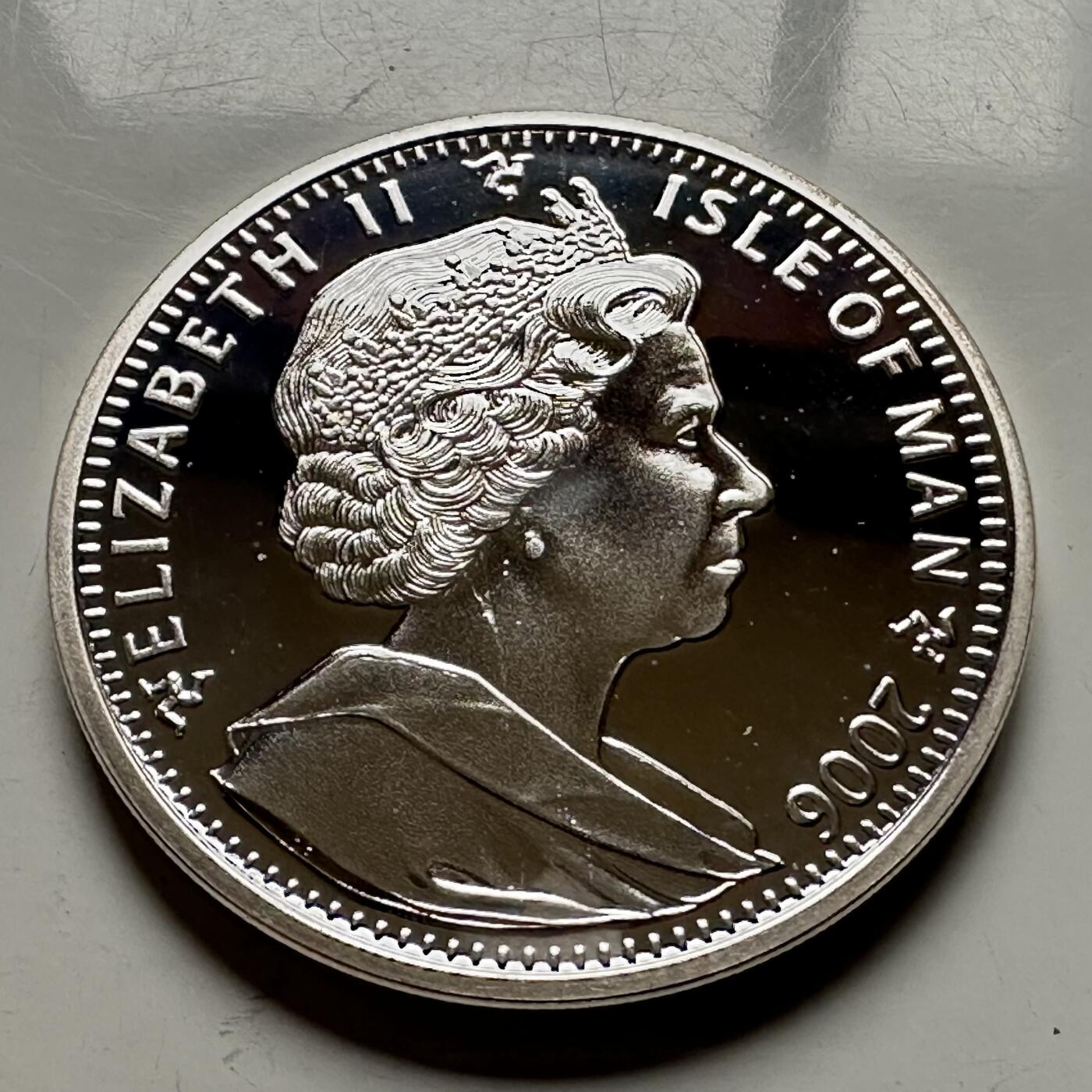 🌹外币初藏🌹🐯2026年第13场  每周二四六晚8️⃣点 接代拍 马恩岛2006年女王80岁一克朗精制银币 28.28克 92.5银