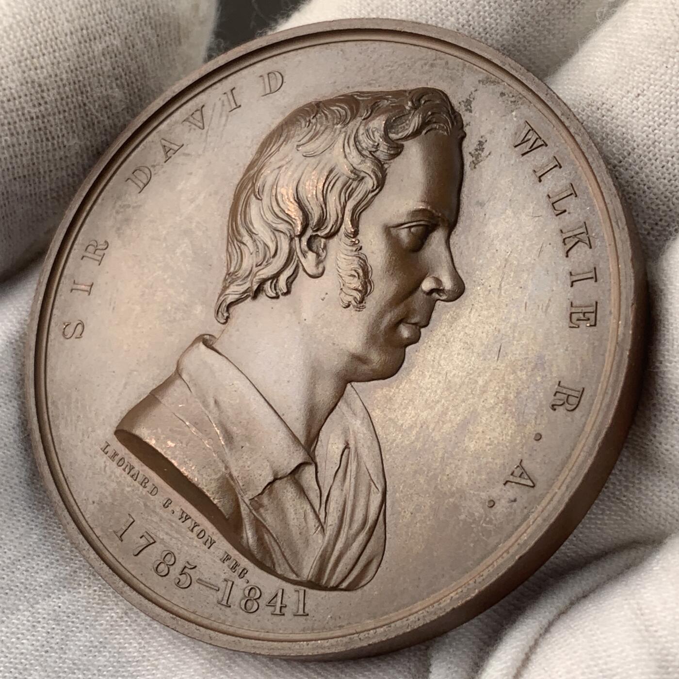 掌中浮雕-藏着的欧洲第051场 1861年英国伦敦艺术联盟戴维•威尔基纪念铜章，55mm；  BHM #2704