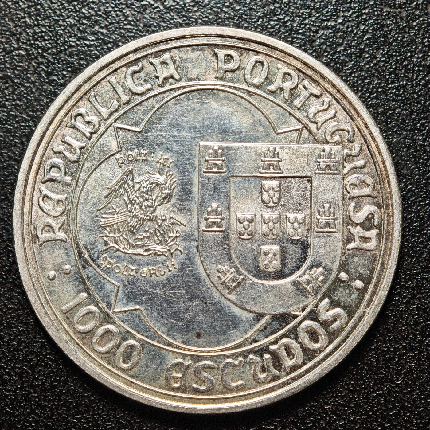 【德藏】世界币章拍卖第163期（拍品征集中~欢迎藏友联系） 1995年 葡萄牙约翰二世逝世500周年1000埃斯库多纪念银币 直径约：40mm；重约：28g