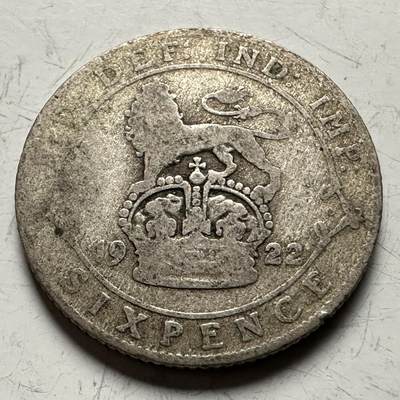 🌹外币初藏🌹🐯2026年第13场  每周二四六晚8️⃣点 接代拍 -  英国1922年6便士银币 2.8克50%银