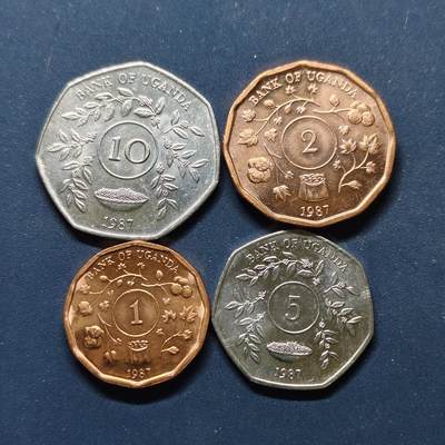 【全场包邮】纯粹捡漏拍498场-持续更新中 - 乌干达1987年4枚套币 BU品相