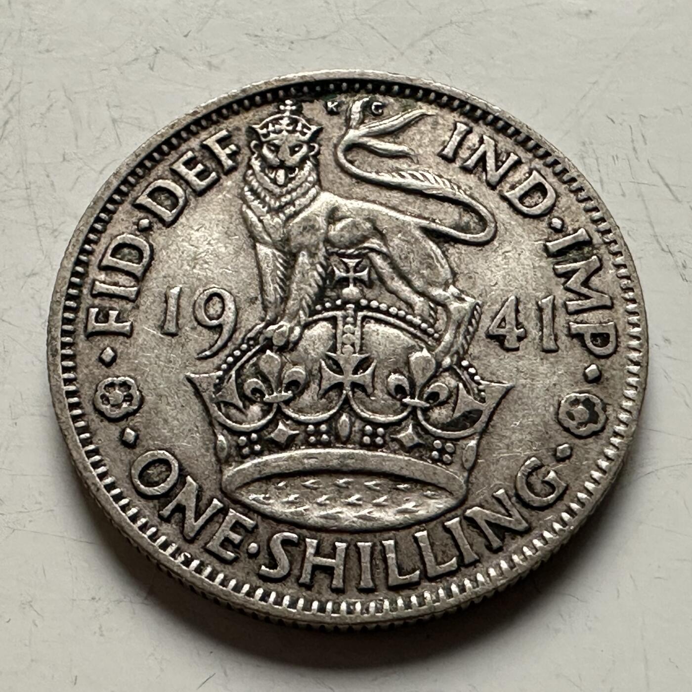 🌹外币初藏🌹🐯2026年第13场  每周二四六晚8️⃣点 接代拍  英国1941年1先令银币 5.65克50%银