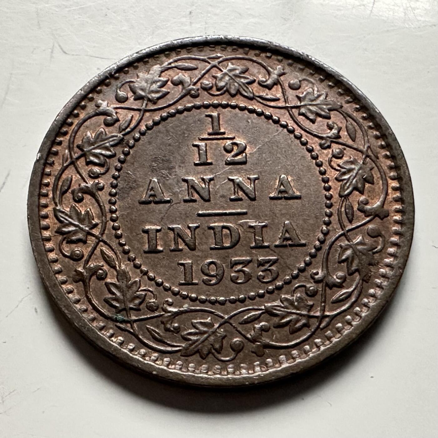 🌹外币初藏🌹🐯2026年第13场  每周二四六晚8️⃣点 接代拍 英属印度1933年1/12安娜