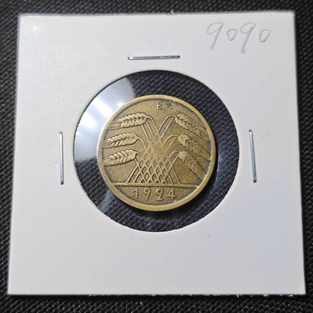 KK钱币收藏小铺  第390期  2月预留时间 周末发货  1924魏玛10分铜币