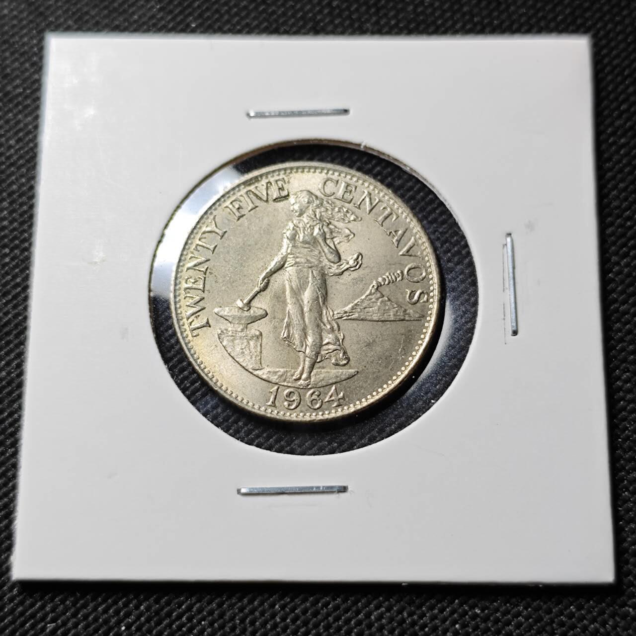 KK钱币收藏小铺  第390期  2月预留时间 周末发货  1964菲律宾打铁女神25分 好品