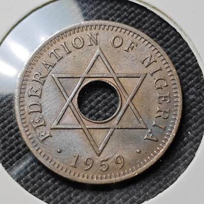 KK钱币收藏小铺  第390期  2月预留时间 周末发货 -  1959英属尼日利亚半便士铜币