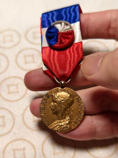 抚柳草堂-第十一期章牌钱币  奖章勋章限时免佣 满百包邮 放漏专场 - 法国金级劳动部荣誉奖章  950银镀金双标 去掉绶带净重9.3g