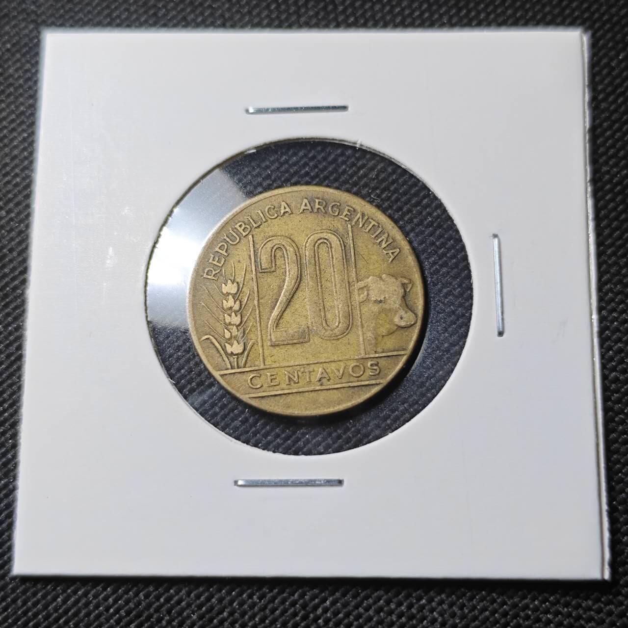 KK钱币收藏小铺  第390期  2月预留时间 周末发货  1947阿根廷20分铜币