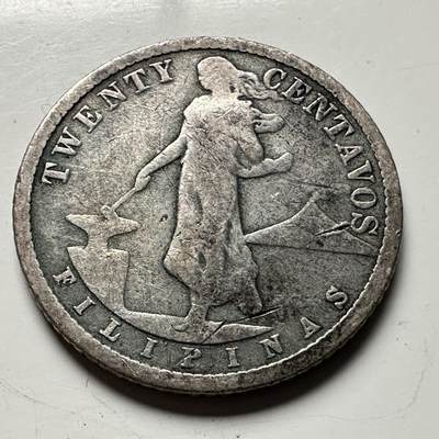 🌹外币初藏🌹🐯2026年第13场  每周二四六晚8️⃣点 接代拍 - 美属菲律宾1907年二十分银币 4克 75%银