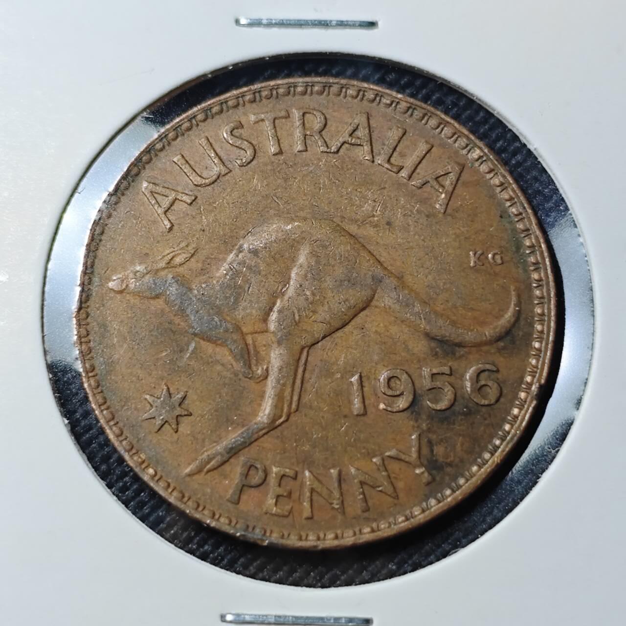 KK钱币收藏小铺  第390期  2月预留时间 周末发货  1956澳大利亚1便士铜币