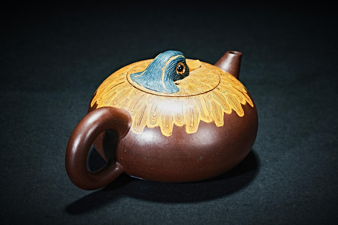 上海都达杂项专场九（全场包邮） 范泽民制 紫砂加彩野鸭壶1-428