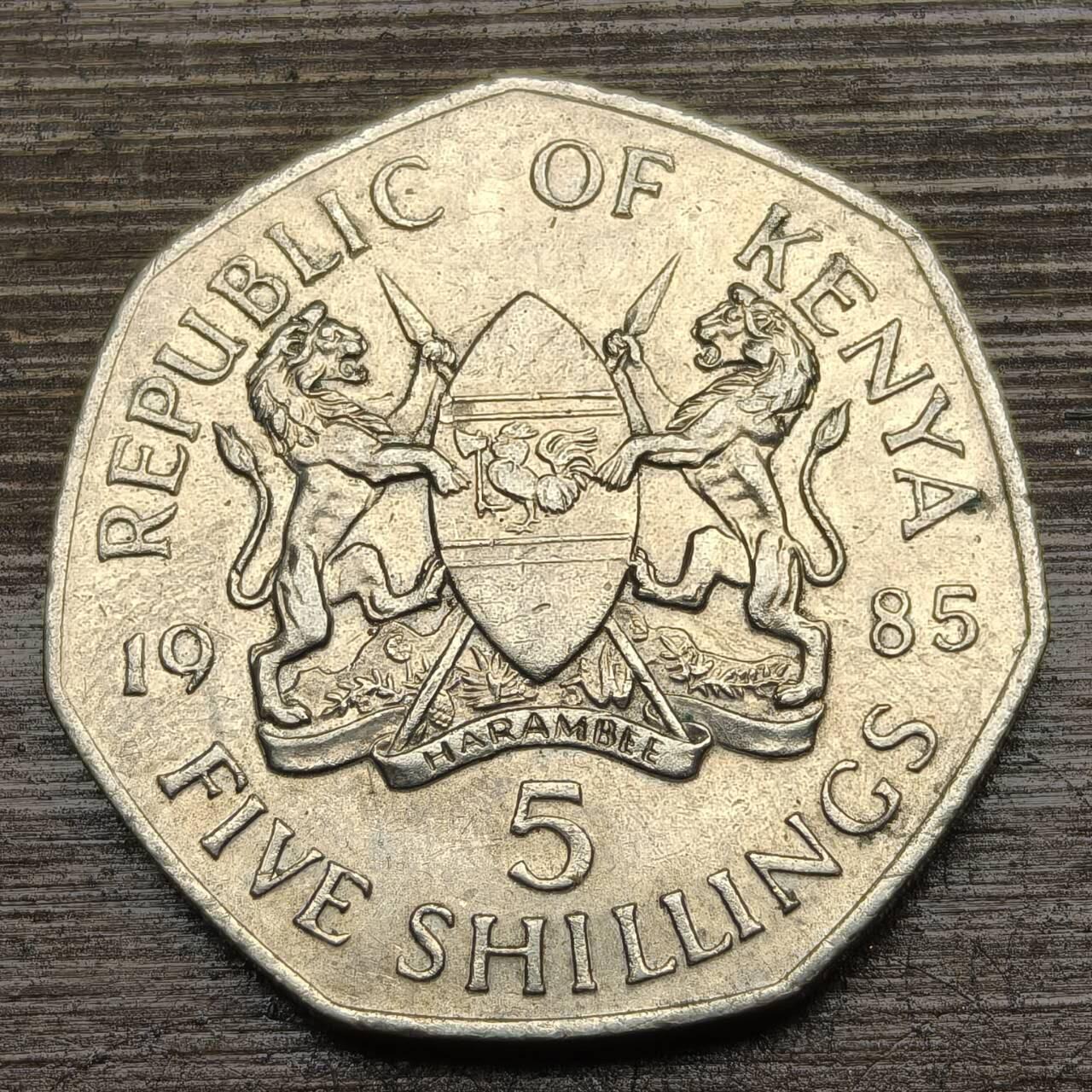 【铜匠收藏】★第141★散币专场 不寄存，30包邮。不满30元，支付5元运费。《接受代拍 代送NGC评级》 81【无寄存】肯尼亚 5先令 1985年 铜镍币