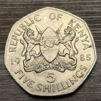 【铜匠收藏】★第141★散币专场 不寄存，30包邮。不满30元，支付5元运费。《接受代拍 代送NGC评级》 - 81【无寄存】肯尼亚 5先令 1985年 铜镍币