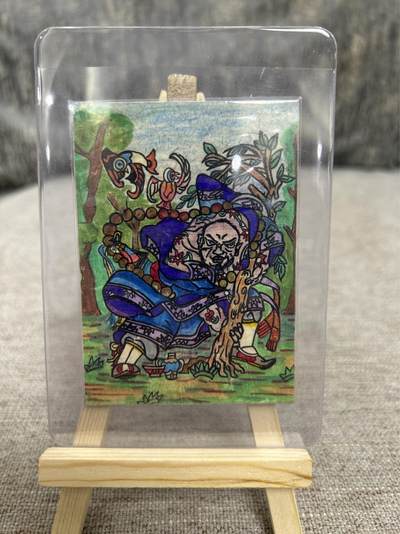 喜灰玩卡拍卖第四期，接代拍，免佣金帮卡友们拍卖，欢迎送拍，释放现金流，让自己有资金可以购买更多喜欢的卡牌，让别的卡友能淘到更多心仪的卡牌 - 云龙手绘鲁智深倒拔垂杨柳一张（正常国标卡牌尺寸）