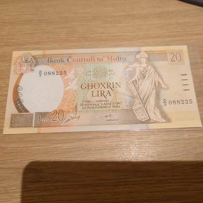 【新年十拍】世界钱币～微拍第231期暨2026年第10期  最新版日元目录以及其它外钞（周末起更新） - 1989年马耳他20镑 全新绝品无47 