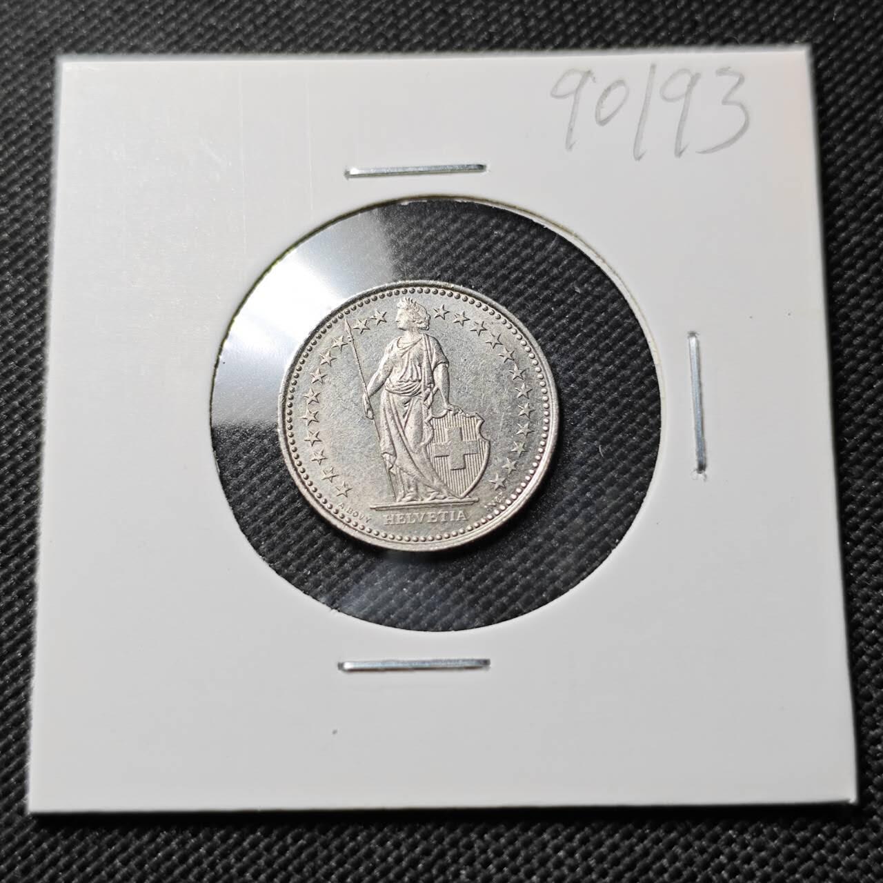 KK钱币收藏小铺  第390期  2月预留时间 周末发货  1983瑞士1/2法郎