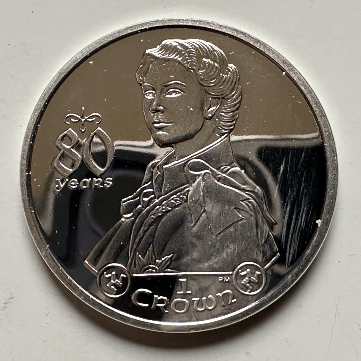 🌹外币初藏🌹🐯2026年第13场  每周二四六晚8️⃣点 接代拍 马恩岛2006年女王80岁一克朗精制银币 28.28克 92.5银